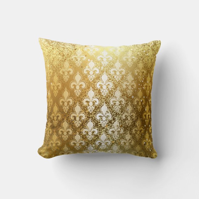 , goud, fleur de lis, antiek, , chic, leuk kussen (Voorkant)