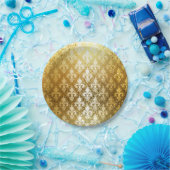 , goud, fleur de lis, antiek, , chic, leuk papieren bordje (Feest)