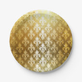 , goud, fleur de lis, antiek, , chic, leuk papieren bordje (Voorkant)