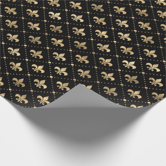 Goud Fleur de Lis Overlay Cadeaupapier (Hoek)