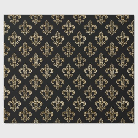  Goud  Fleur de Lis Overlay Cadeaupapier (Vlak)