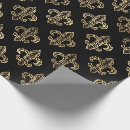  Goud  Fleur de Lis Overlay Cadeaupapier (Hoek)