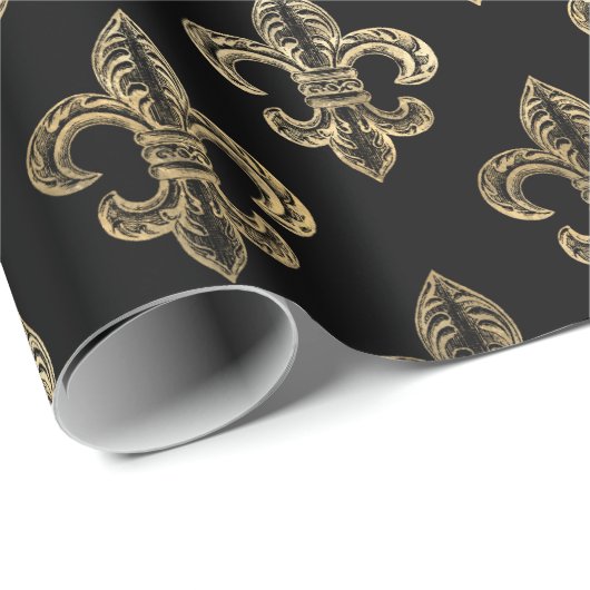  Goud  Fleur de Lis Overlay Cadeaupapier (Rol Hoek)