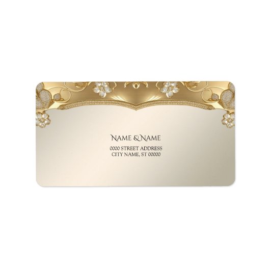 Goud Floral Adres Label (Voorkant)