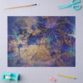 Goud Floral-contouren op Paarse ontkoppeling Tissuepapier (Craft)