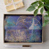 Goud Floral-contouren op Paarse ontkoppeling Tissuepapier (Geschenk)