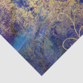 Goud Floral-contouren op Paarse ontkoppeling Tissuepapier (Detail)