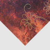 Goud Floral-contouren op Paarse Sinaasappel ontkop Tissuepapier (Detail)