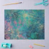 Goud Floral-contouren op roze Blauwgroen ontkoppel Tissuepapier (Craft)