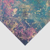 Goud Floral-contouren op roze Blauwgroen ontkoppel Tissuepapier (Detail)