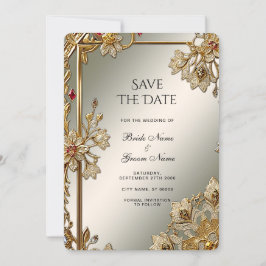 Goud Floral Lijst Bewaar de datum Save The Date