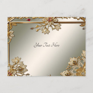 Goud  Floral Lijst Briefkaart