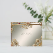Goud Floral Lijst Briefkaart (Staand voorkant)