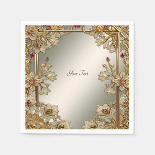Goud  Floral Lijst servetten