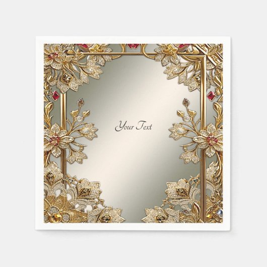 Goud Floral Lijst servetten (Voorkant)