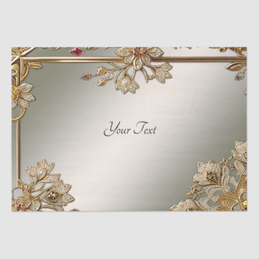 Goud  Floral Lijst Weefselpapier Tissuepapier (Voorkant)