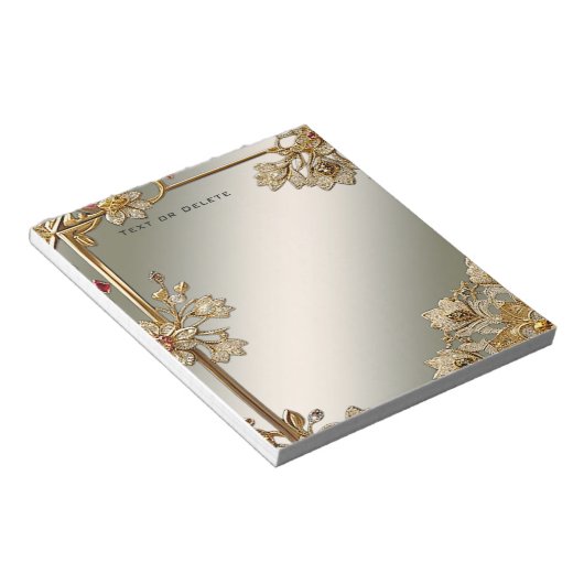 Goud  Floral Notitieblok (Schuin)