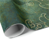 Goud Floral overzichten op groen Cadeaupapier (Rol Hoek)