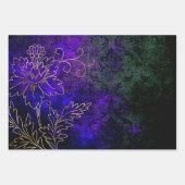 Goud Floral-overzichten over Paars groen Inpakpapier Vel (Voorkant)