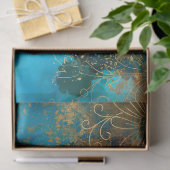 Goud Floral-overzichten voor Blauwgroen groene ont Tissuepapier (Geschenk)