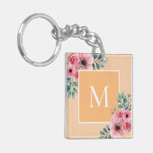 Goud | Floral Photo Monogram Key Ring Sleutelhanger (Voorkant Links)