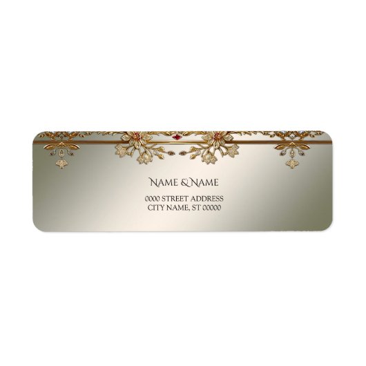 Goud  Floral Retour Adres Label (Voorkant)