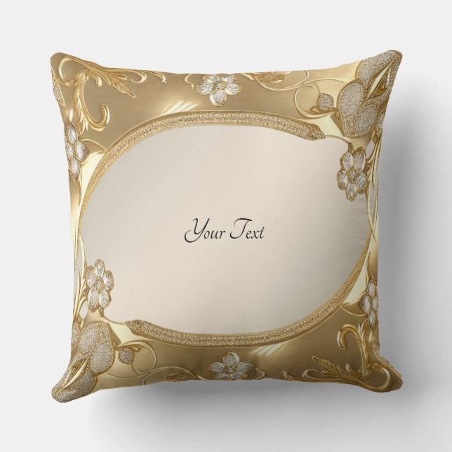 Goud  Floral Sierkussen (Achterkant)