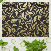 Goud Floral Swirls Theedoek (Gevouwen)