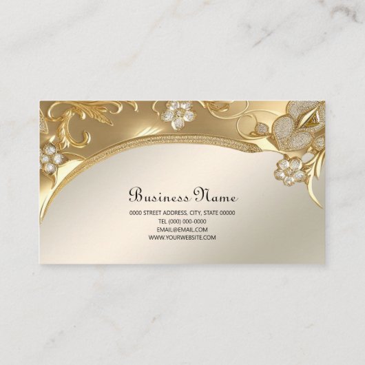 Goud  Floral Visitekaartje (Achterkant)