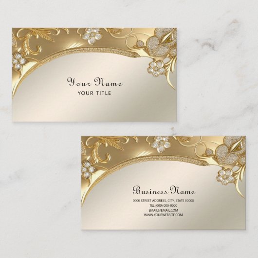 Goud  Floral Visitekaartje (Voorkant / Achterkant)