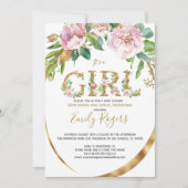 Goud florettering Meisje baby shower Save The Date (Voorkant)