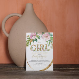 Goud florettering Meisje baby shower Save The Date