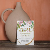 Goud florettering Meisje baby shower Save The Date