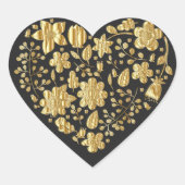 Goud florhart hart sticker (Voorkant)