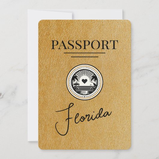 Goud Florida paspoort Bewaar de datum Save The Date (Voorkant)