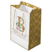 Goud flormonogram B Medium Cadeauzakje (Voorkant Gekanteld)