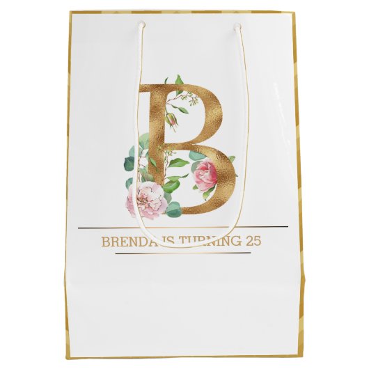 Goud flormonogram B Medium Cadeauzakje (Achterkant)