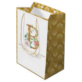 Goud flormonogram B Medium Cadeauzakje (Achterkant Gekanteld)