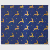 Goud Foil look Reindeer Leaping Cadeaupapier (Vlak)