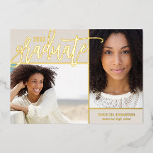 Goud Folie 2 Foto Afstudeer Uitnodiging