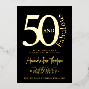 Goud Folie 50 en Fantastisch 50ste Verjaardagsfees Uitnodiging