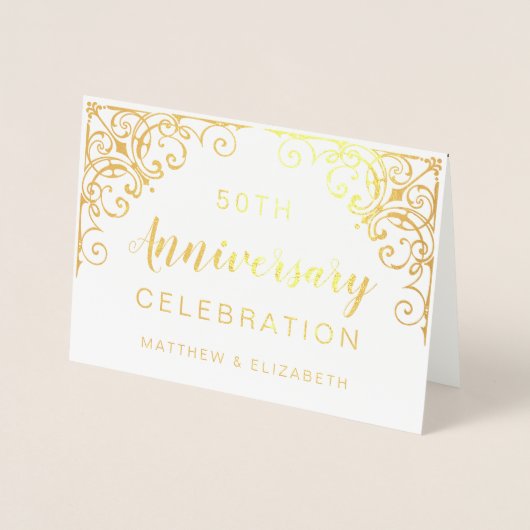 Goud Folie 50ste Verjaardagsfeest Uitnodigingen (Voorkant)