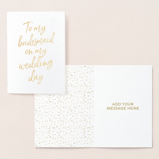 Goud Folie Aan mijn Bruidsmeisje op mijn Trouwdag Folie Kaarten (Display)