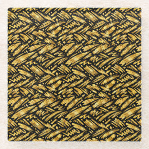 Goud Folie Abstract Patroon Glazen Onderzetter