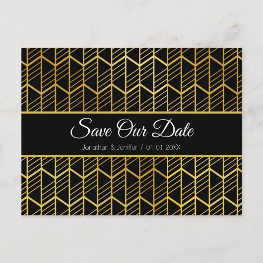 Goud Folie abstract Patroon Save The Date Aankondigingskaart (Voorkant)