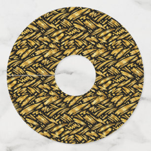 Goud Folie Abstract Patroon Wijnglaslabel