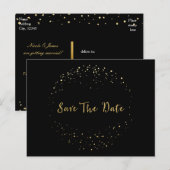 Goud Folie Abstracte Cirkel Save The Date Ansichtk Aankondigingskaart (Voorkant / Achterkant)