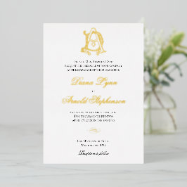 Goud Folie AD Monogram of DA Monogram Uitnodiging