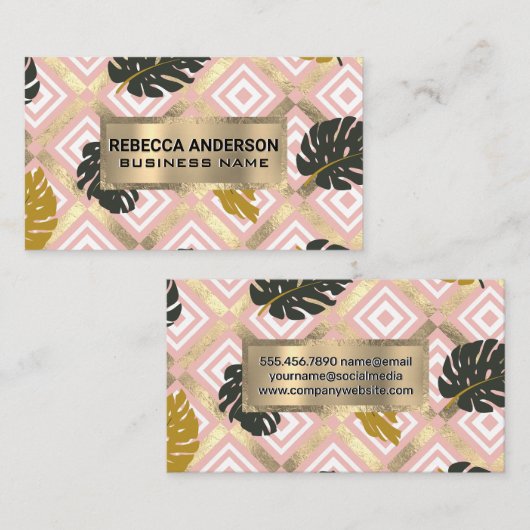 Goud Folie Afwerking | Natuurlijk Bladeren Patroon Visitekaartje (Voorkant / Achterkant)