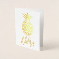 Goud Folie Aloha Kaart met Ananas Patroon